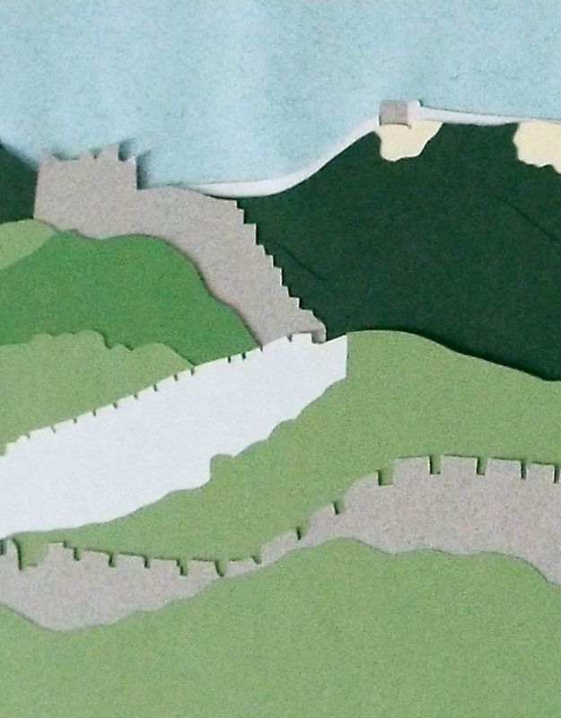 A segment of the Great Wall of China along a ridge near Jianshangling.